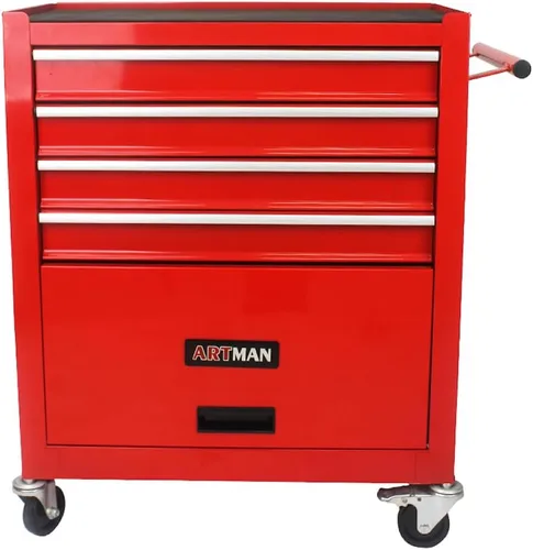 Vista 10 de Carrito de herramientas con ruedas y cajones mecánicos, caja de herramientas resistente con cerradura, carrito de herramientas multifuncional