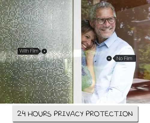 Vista 4 de HIDBEA Película 3D de privacidad para ventana, adhesivos decorativos de arcoíris, tinte de vinilo para control de calor, patrones de mosaico, 17.5 x