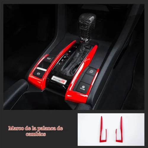 Vista 2 de XITER Panel de engranajes de fibra de carbono y plástico ABS, decoración de caja de cambios, accesorios para Honda 10th Civic 2016 2017 2018 2019