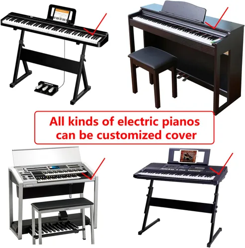 Vista 2 de Cubierta de teclado personalizada para piano digital, cubierta antipolvo de piano digital, cubierta de órgano electrónico de lujo, suave y premium