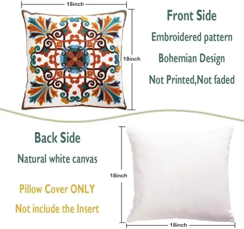 Vista 5 de Juego de 2 fundas de almohada decorativas para sofá de 18 x 18 pulgadas, con patrón bordado para sala de estar, sofá, cama, silla