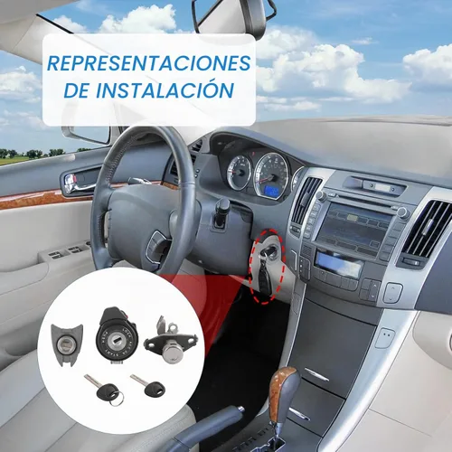 Vista 4 de Juego de cilindros de bloqueo completo con llave compatible con Hyundai Sonata 2009-2014 Ignition Switch Lock Cylinder and Door Lock Cylinder