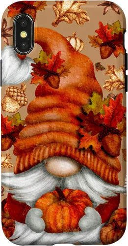 Vista 5 de Brown Fall Themed Gnome Pumpkin Cute Pattern Autumn Leaves Case for iPhone 16
