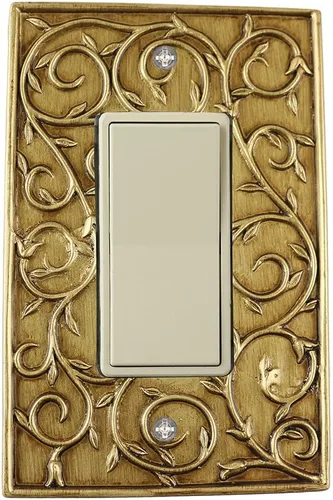 Vista 7 de French Scroll 1 - Placa de pared basculante, placa eléctrica de un solo interruptor, plata envejecida