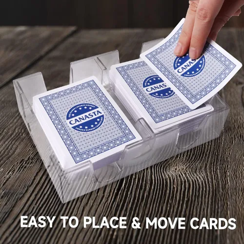 Vista 5 de GSE Games & Sports Expert Bandeja Giratoria para Cartas Canasta de 2 Mazos, Portacartas Giratorio de Doble Mazo 360°, Soportes Giratorios de Cartas