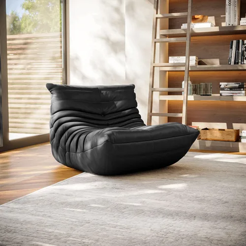 Vista 13 de Silla Fireside, sofá de suelo de mediados de siglo, silla de gamuza suave, sofá perezoso para sala de estar, dormitorio, oficina, 1 asiento, blanco