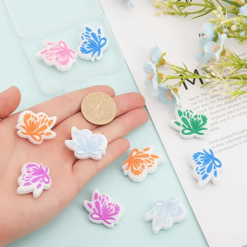 Vista 3 de CHGCRAFT 12 cuentas focales de silicona, 6 colores, cinta de mariposa, cuentas espaciadoras para hacer llaveros, pulseras, collares, manualidades