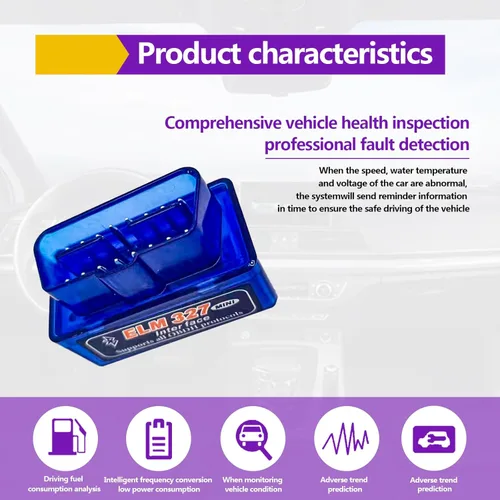 Vista 3 de Mini ELM327 OBDII Escáner de diagnóstico automotriz para coche, herramienta profesional de detección de fallas Bluetooth para coche y lector