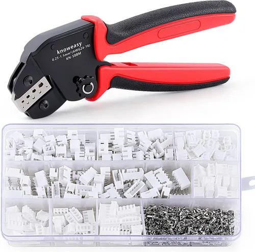 Vista 8 de Knoweasy Herramienta de crimpado Jst con 590 conectores JST-XH Kit - Crimpadora de ahorro de trabajo de 24-16 AWG para AMP-TE 2.8/4.0/4.8/6.3