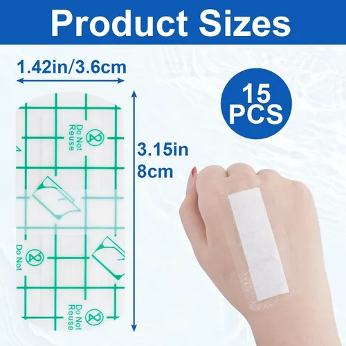Vista 2 de 15 piezas de protección desechable para cejas, protector de ojos de ducha impermeable de plástico, película protectora suave transparente para baño