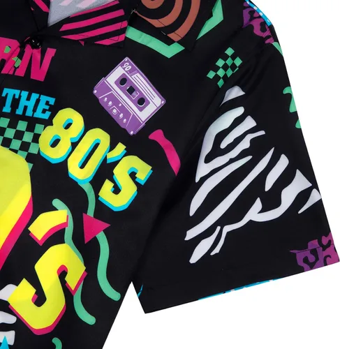 Vista 6 de MYHALF Traje de los años 80 para mujer, camisas de neón de los años 80, trajes de fiesta temática de los años 80 y 90, trajes retro de manga corta