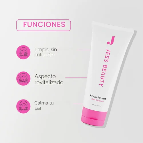 Vista 3 de JESS BEAUTY Limpiador facial suave con escualano y ácido hialurónico, 5 onzas líquidas, hidratante facial para cuidado de la piel