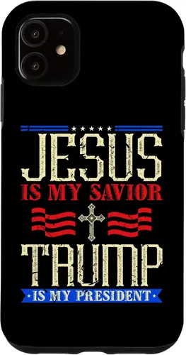 Vista 6 de iPhone 12 mini Jesús Is My Saviour Trump Is My President Pro Trump Estuche de regalo