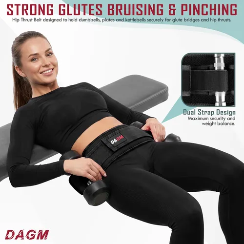 Vista 2 de DAGM Hip Thrust Belt for Dumbbells Heavy No Bruise. 500 lbs, Women & Men Negro