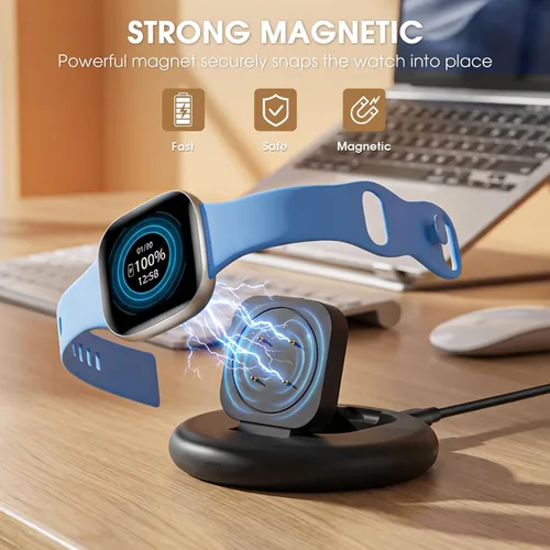 Vista 4 de Charging Stand Compatible with Fitbit Sense 2 / Versa 4 / Versa 3 / Sense, Adjustable Foldable Magnetic Charging Station Dock for Fitbit Smartwatch