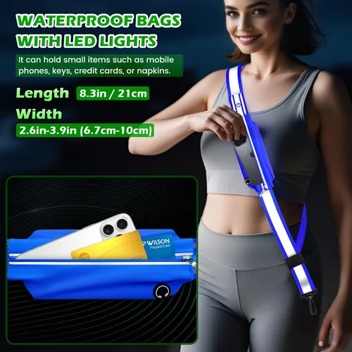 Vista 3 de Cinturón reflectante LED, luz LED recargable, equipo de seguridad nocturna para caminar, equipo reflectante ajustable de alta visibilidad