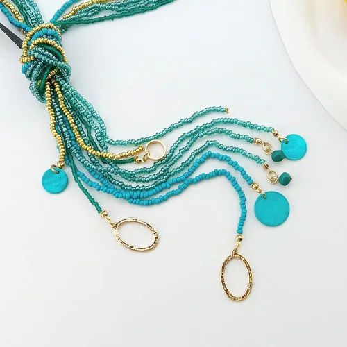 Vista 4 de COIRIS - Collar largo con cuentas de semillas múltiples, 10 collares largos con nudo de corbata para mujeres y niñas