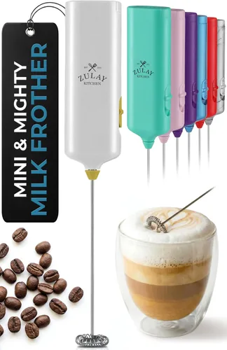 Vista 27 de Varita de espumador de leche mini y potente – Potente espumador de café de mano, mezclador de bebidas operado con batería – Tamaño de bolsillo