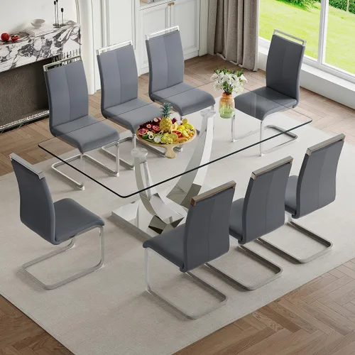 Vista 39 de Mesa de comedor moderna para mesa de comedor de mármol sintético de 4/6, 63 pulgadas, mesa de cocina rectangular, mesa de cocina y comedor de fácil
