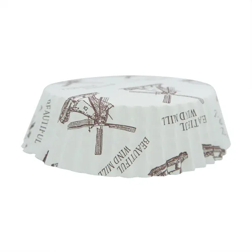 Vista 4 de Taza de papel antiadherente desechable con volantes y forma redonda, paquete de 100 (3.5 pulgadas)