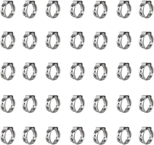Vista 9 de 40 piezas de abrazaderas de manguera de una oreja de 5,8 mm-7 mm, abrazaderas PEX de cincha de acero inoxidable 304, anillos de crimpado de cincha