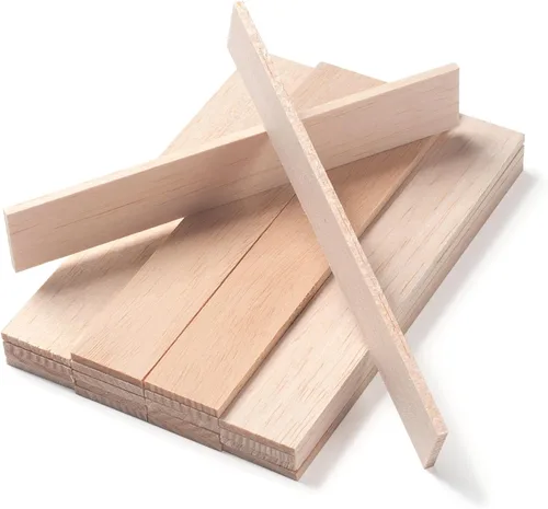 Vista 8 de Palitos de madera de balsa, tiras de madera de balsa, 20 varillas cuadradas de madera de 1/2 x 12 pulgadas para manualidades, palos de madera sin