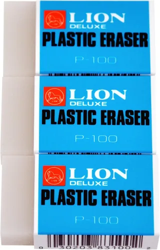 Vista 4 de LION Borradores de plástico blanco translúcido, 24 EA/Box, 1 caja (P-100)