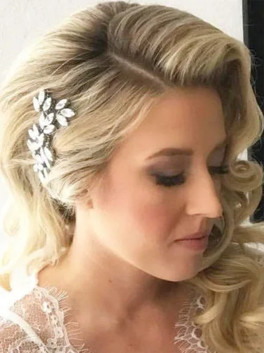 Vista 7 de Unicra - Peine para el pelo de boda de cristal plateado para novia, accesorio para el cabello con diamantes de imitación para mujeres (A-plateado)