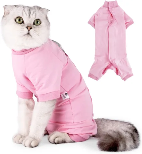 Vista 8 de LIANZIMAU Traje profesional de recuperación quirúrgica para gatos, para macho, hembra, perro, heridas abdominales, cono alternativo, collar