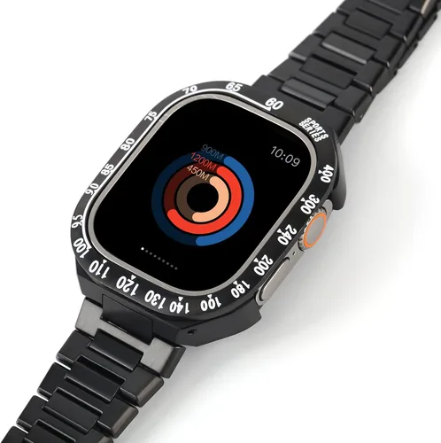 Vista 3 de GARTOO Bandas de acero inoxidable Bisel de metal para Apple Watch Ultra 1.929 in, correa de repuesto de acero inoxidable de lujo con herramienta
