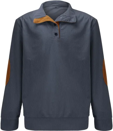 Vista 2 de Camisas de pana para hombre, estilo casual, cuello de solapa, con botones, cuello falso, manga larga, sudaderas tipo polo casuales, tallas grandes