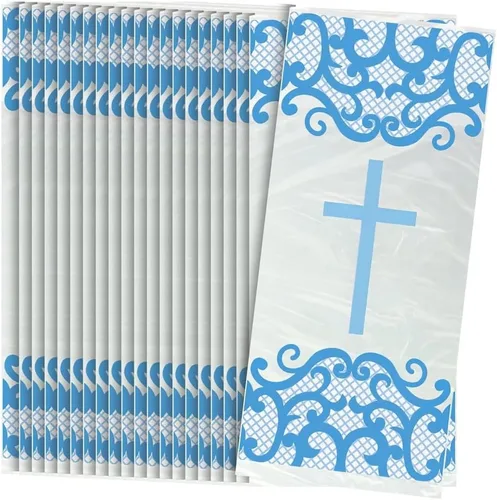 Vista 17 de Unique Fancy Blue Cross - Servilletas de almuerzo para la primera comunión (paquete de 16), elegantes y benditas esenciales para fiestas, perfectas