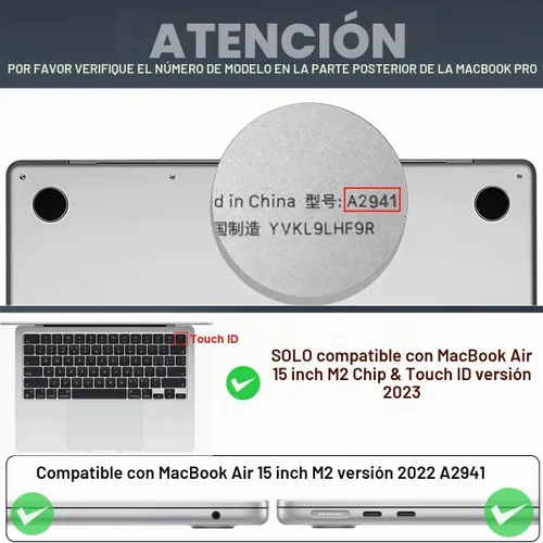 Vista 2 de Funda compatible con MacBook Air de 15 pulgadas M5 2026 2025 2024 2023 versión modelo M4 A3241 A3114 M3 A2941 M2 con pantalla de retina líquida