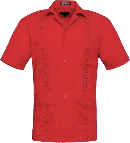 Vista 5 de Camisa cubana plisada ligera y bordada Guayabera para hombre