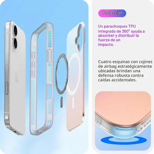 Vista 4 de LONLI Hue - Funda magnética para iPhone 16, compatible con MagSafe, protección contra golpes de 360°, bonita y única funda para teléfono para niñas