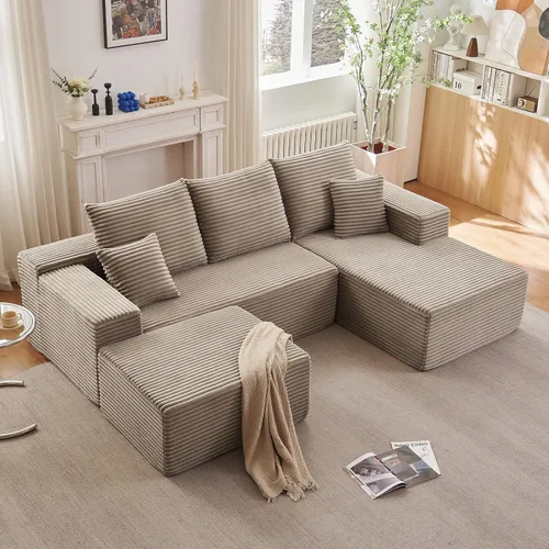 Vista 68 de Lakifun Sofá en Forma de L de 107" con Otomana, Seccional Modular Moderno Sofá Cómodo en Forma de U Nube, Asiento Profundo, Chaise Longue Cama
