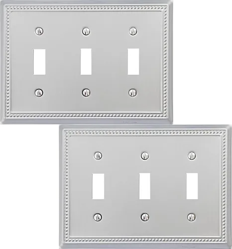 Vista 21 de OKAWYC Belaire - Cubierta para interruptor de luz de decoración individual, placa de pared de metal con cuentas, paquete de 4 unidades de bronce