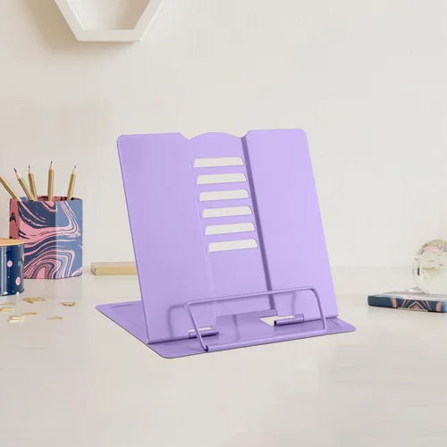 Vista 17 de MSDADA Soporte de escritorio pequeño para libros, soporte de metal para libros de lectura, soporte ajustable para libros de cocina, soporte