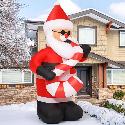 Vista 4 de COMIN Inflables de Navidad de 8 pies para decoración al aire libre, saxofón inflable de Papá Noel con LED integrados para Navidad, interiores