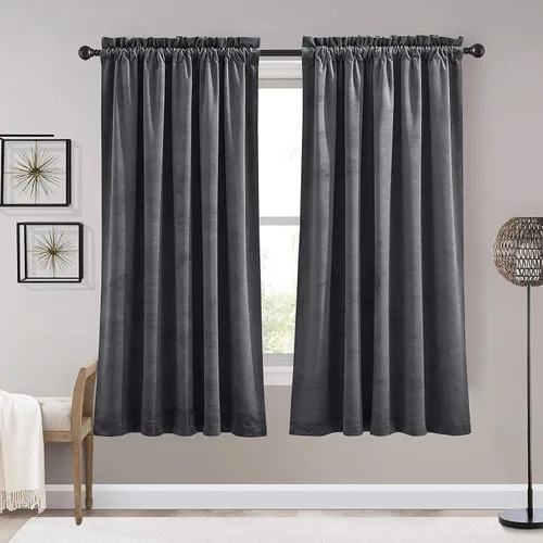 Vista 96 de RYB HOME Cortinas opacas de terciopelo para dormitorio, aislamiento térmico, privacidad, luz solar, bloqueo de calor, cortinas lujosas con bolsillo