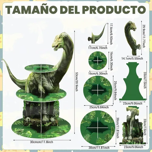 Vista 2 de Censen - Soporte para cupcakes de dinosaurio de 3 niveles, exhibición