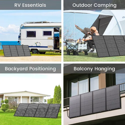 Vista 8 de Panel solar portátil de 400 W, cargador ligero plegable con soporte mejorado, paneles solares impermeables de 36 V de 400 vatios para RV, cámper