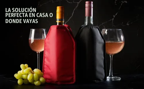 Vista 6 de Funda para enfriador de vino de gel sólido, enfriador de botellas reutilizable, color negro