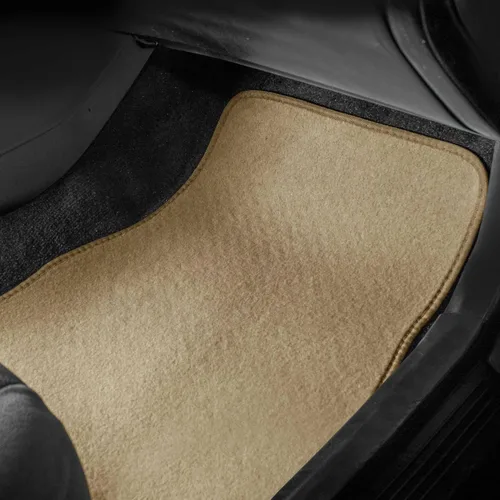 Vista 3 de FH Group Alfombrillas de coche – Ajuste universal combo de funda de asiento de coche pequeño, alfombrillas de piso beige protector de alfombra