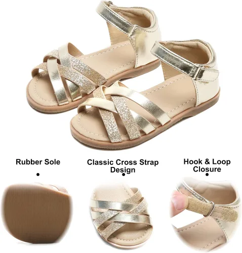 Vista 4 de Felix & Flora Sandalias para niña Zapatos de vestir de verano para niña, ligeros, puntera abierta, playa, vacaciones