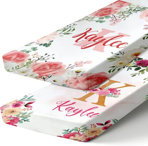 Vista 15 de Sábanas de bebé personalizadas para cuna con nombre, ropa de cama de bebé personalizada de 2 piezas para niños y niñas, sábanas ajustables