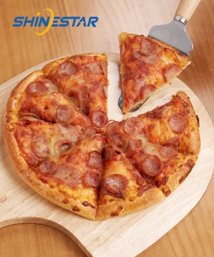Vista 8 de SHINESTAR Pala de pizza de 12 pulgadas, paleta de madera para pizza casera, tabla de cortar natural y tabla de queso, tabla de cortar con cortador