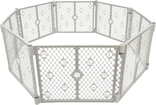 Vista 18 de MyPet Puerta extra ancha para perros con puerta pequeña para mascotas. 38.5 a 103.5 pulgadas de ancho. Puerta para gatos para puerta. Fabricado