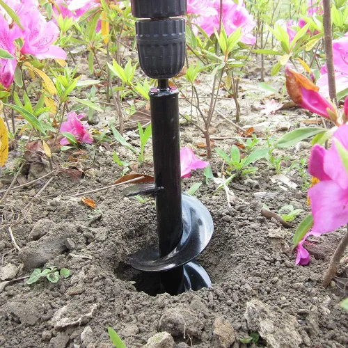 Vista 6 de Broca de taladro para plantar – Broca en espiral de 3 x 12 pulgadas – Herramienta de maceta de bulbos y excavadora de agujeros para poste – Taladro