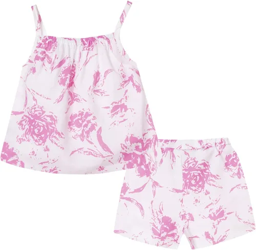 Vista 7 de LittleSpring Conjunto de verano para niñas con camiseta sin mangas y pantalones cortos florales